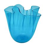 Production Venini mod. Handkerchief, dis. Fulvio Bianconi. Vase in clear glass in shades of blue, si