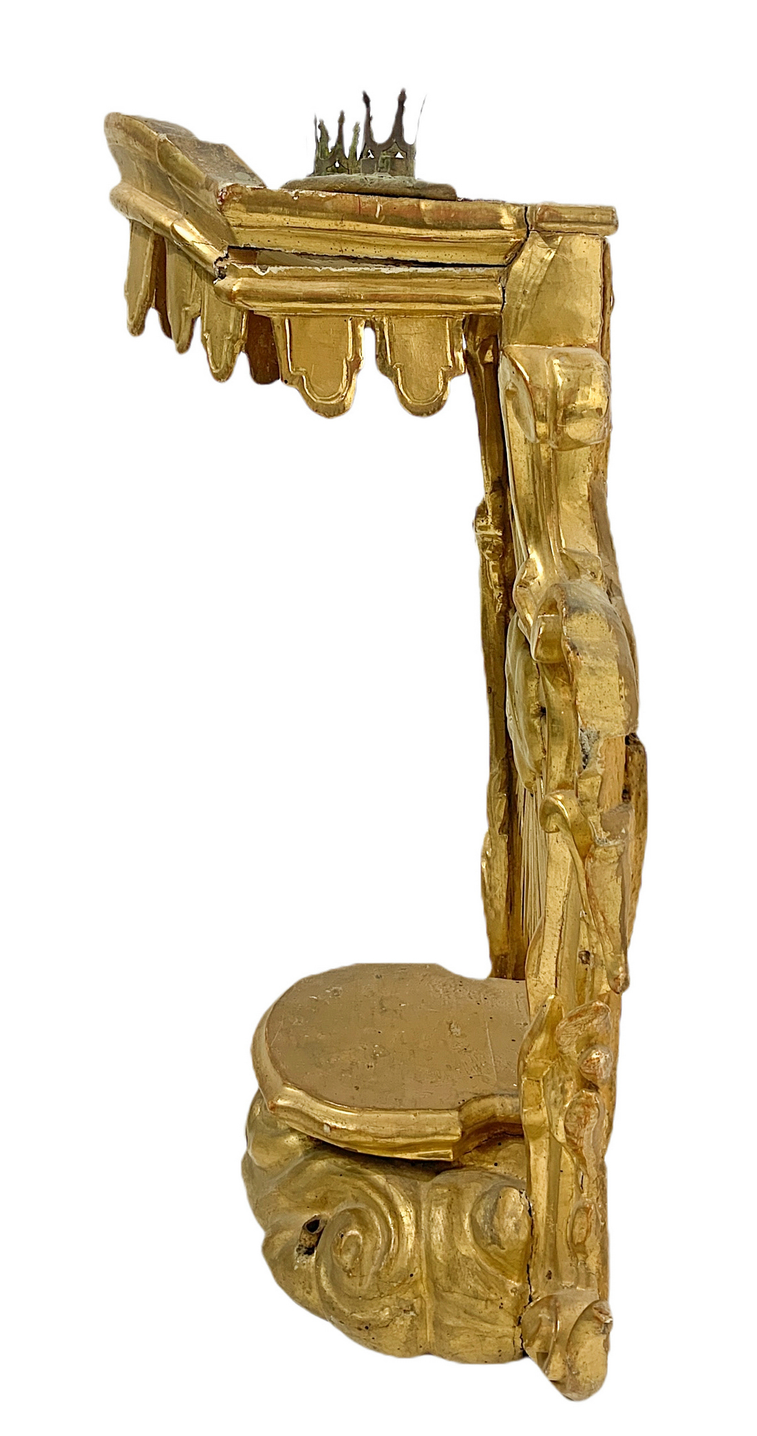 Tabernacle candleholder in leafy gilt wood, eighteenth century H 63 cm, 35x22 cm base - Image 4 of 6