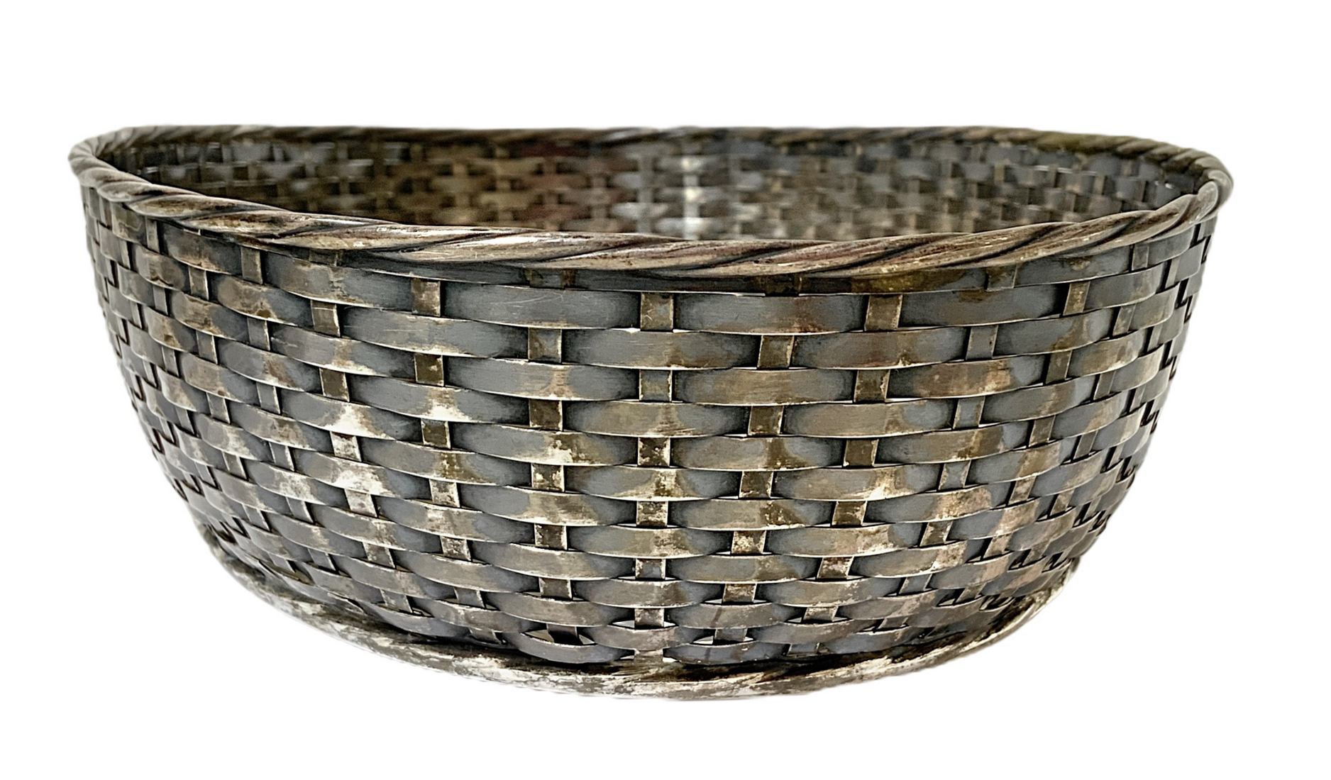 silver oval centerpiece, a woven basket, early twentieth century. Gr 514. H 8 cm x27x28 - Image 3 of 5