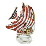 Ceramic sculpture depicting fish, artistic porcelain Florence. H 36 cm