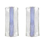 Mazzega, Pair of sconces in Murano glass, with iridescent glass strip, 70s. H 40x18x10 cm