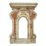 Front element of Aedicula in white marble, Sicilian jasper applied elements in red, Sicily, eighteen