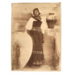 Wilhelm von Gloeden (1856-1931), vintage photo print on salted paper depicting "Young Siciliana in t