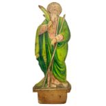 Apostle figurine St. Andrew, tempera on cardboard applied to wood, XIX century. H 69 cm