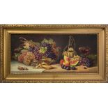 Oil paintinging on canvas depicting still life of fruit, early twentieth century. signed on the lowe
