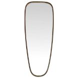 Mirror from the 50s, polished brass structure with interior trim, oblong, attributable Gio Ponti. Cm