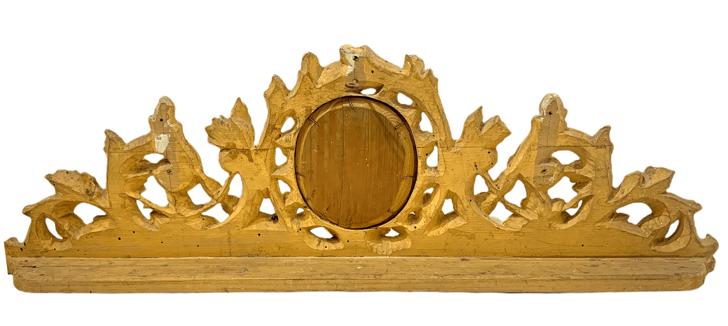 Frieze gilded wooden leaf with a small central oval mirror, eighteenth century. Cm 22x70 - Image 2 of 3
