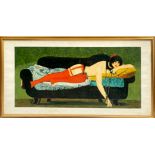 Salvatore Fiume (Comiso 1915 - Milan 1997) lithograph depicting Woman on chaise longue, No XXIV / XX