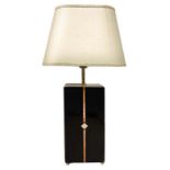 Table lamp, Italian production, the 70 Lacquered wood frame with hard and mother of pearl stone inse