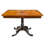 Table rectangular center burl maple, nineteenth century. Inlay central to the surface within reserve