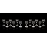 Set of 12 Glass glasses for liqueur, engraved with the Empire garlands decorations