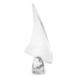 Daum France. Crystal sculpture depicting sailboat, 20th century. H 40 cm &nbsp;