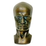 Small bronze head half-round depicting Mussolini, 20th century. 20th century, H 13.2 cm, 4 cm base