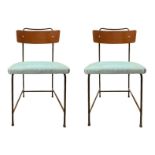 Swe production, pair of chairs with black lacquered metal frame. 1950s, backs in curved plywood, sit