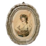 Ancient press depicting allegory of summer. Ed. Gust. May Frankfurt (1850-1870). Patin silver frame