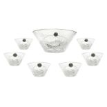 Fruit salad set in Royal Crystal Rock crystal. Composed of large bowl and 6 cups. H Cup 6 cm, diamet