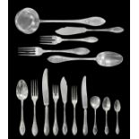 Silver cutlery set, Freni. Composed of: 24 large forks (1.7 kg), 12 large spoons (GR 945), 12 fish f