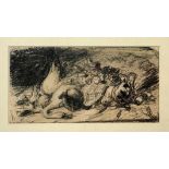 Mixed technical watercolor design on cardboard (charcoal). firm. In BS to SX HD. Honoré Daumier 11x2