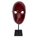 Venini, Venetian mask in Murano Bordeaux glass, 80s. Signed Venini, Italy 83. h 23 cm