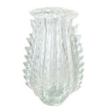 Production Barovier and Toso, Murano. Vase in transparent glass. 1940s, with iridata surface, globul