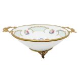 Hand-decorated porcelain centerpiece with floral decorations with handles made of brass. H 9.8 cm 30
