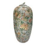 Potives in polychrome majolica decorated with floral designs, China, signed on the base, mid-20th ce