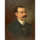 Oil painting on canvas applied to cardboard depicting man, Signed on the bottom left E. Nowak. 1904,