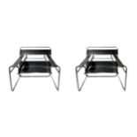 Gavina, pairs Armchairs design Marcel Breuer, vassyl pattern. 80s, armchair with chrome-plated tubul