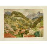 R. H. Kitson Watercolor depicting the surroundings of Taormina. Signed on the bottom left. Robert Ha