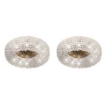 Pair of ceiling ceiling lines in brass and rosette brindles. H cm 30. cm Diameter 100