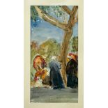 R. H. Kitson, watercolor depicting Arab scene. Signed on the bottom left. Robert Hawthorn Kitson (3