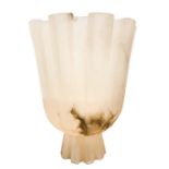 French production, large alabaster vase with large ribs worked surface. 1930s, and reporting geometr