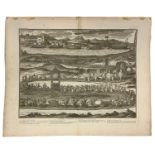 Printing from the year 1729 depicting "Funeral Pumps des Rois de Tunquin". France, Drawing engraving