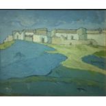 Alicò Giovanni (Catania 1906-1971), Oil paintinged on canvas depicting landscape with houses. Italy,