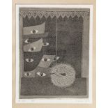 Etching depicting "in the dark", 10/30, Signed on the bottom right Nunzio Gulino 1968. MM 315 x 145,