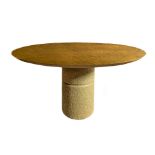 Saporiti, Design Table John Offredi, Paracarro model. 1980s, circular wooden top covered in an acryl