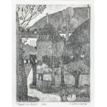 Etching depicting patches with figure, 15/15. Signed on the bottom right and top left Nunzio Gulino