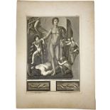 Print from the year 1725 depicting "Hercules kills the Minotaur". France, Design Francesco La Vega (