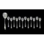 Cutlery Set of silver ice cream composed of large shovel and n. 12 ice cream palette . Gr 250