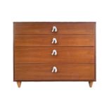 Chingerie covered in walnut wood, four drawers Details in metal satin silver color. H CM 78. Width C