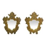 Pair of mirrors in golden wood frame