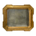 Big and important golden wood mirror with curtain decoration