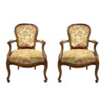 Pair of olive wood armchairs