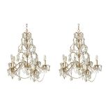 Pair of six-light chandeliers