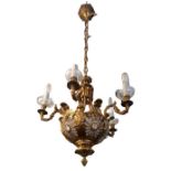 Gilded bronze chandelier with toasts, Early 20th century,