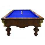 Restaldi - 6-hole billiard table and valuable collection bronzes at the corners, nineteenth century