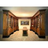 Ancient and magnificent bookcase-Boiserie cabinet in solid walnut wood of Renaissance neoclassical s