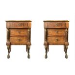 Pair of Empire bedside tables in mahogany wood, nineteenth century