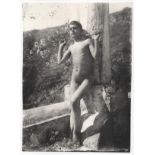 Von Gloeden, Wilhelm (Wismar 1856-Taormina 1931) - Naked boy with almond branch