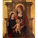 Bottega Antonelliana (XV secolo) - Sant'Anna, Madonna and child, gold background., Late 15th centur